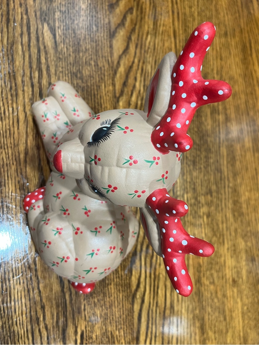🎄 Vintage Christmas Reindeer Ceramic Figurine Holiday Kitschy Decor Nostalgia - Picture 3 of 4